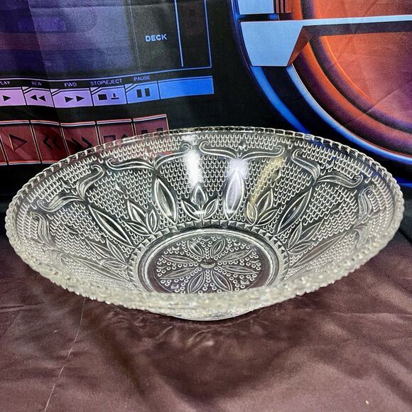 FEDERAL GLASS VINTAGE Mid Century Large Bowl Dish Heritage Crystal 1940s - Picture 4 of 6